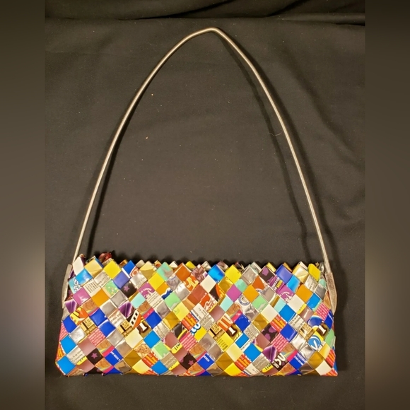 Nahui Ollin Handbags - ❤️ Nahui Ollin Hand Woven Candy Wrapper Purse Hand Bag Funky boho ❤️